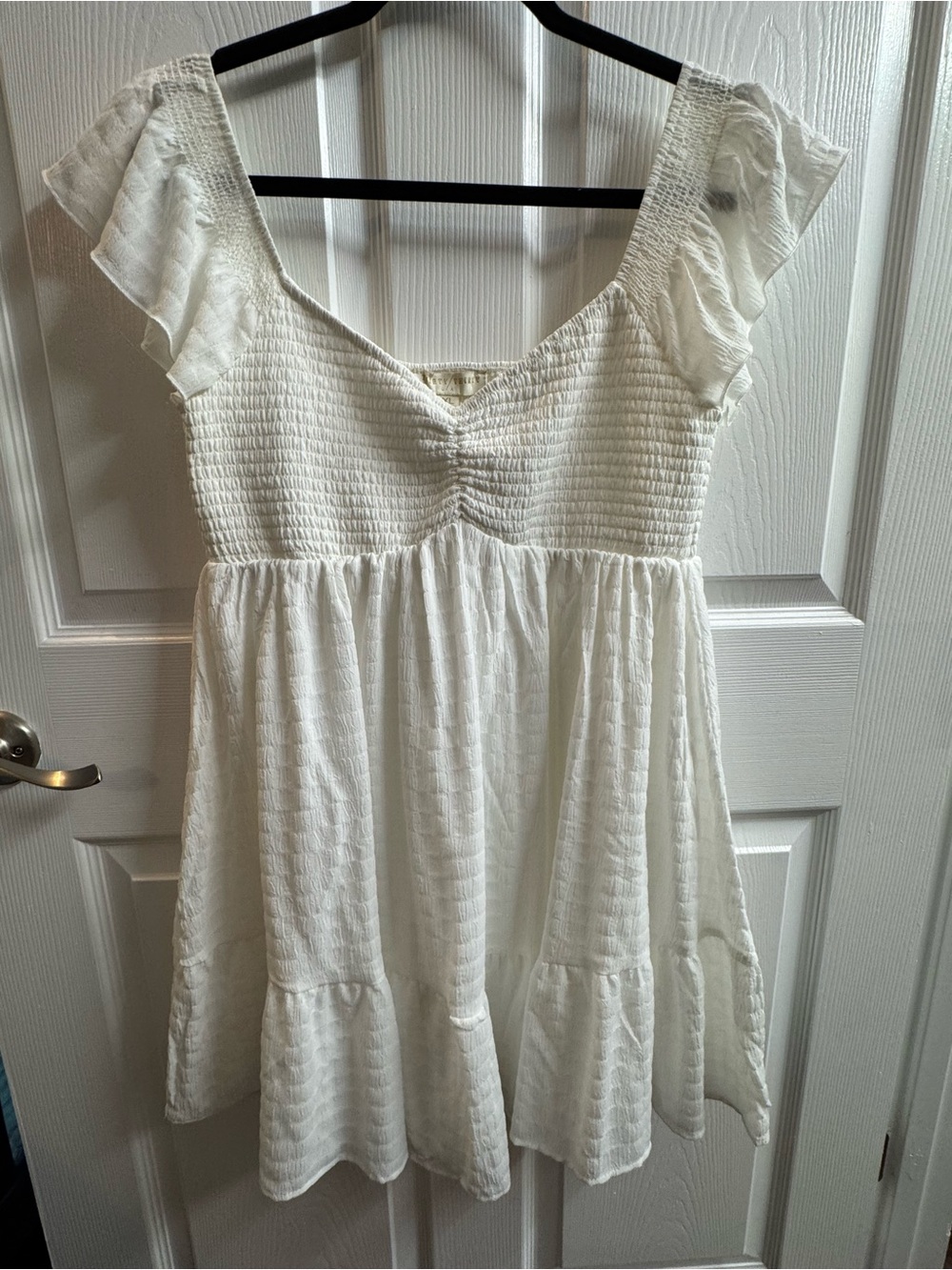 Thirty Thirty LA White Ruffled Sleeve Babydoll Dress, NWT